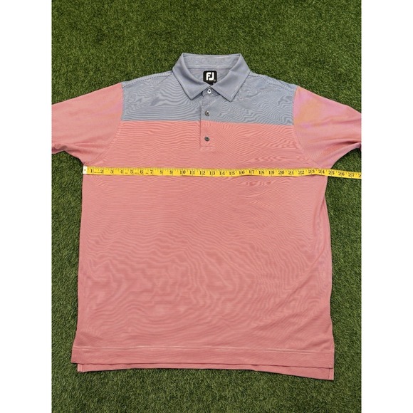 Footjoy Polo Shirt Mens XL Red Blue Striped Golf Stretch Casual Preppy FJ - Picture 10 of 13